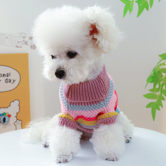 Pet Ring Comfortable Color Stripes Colorful Sweater
