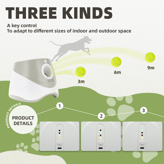 Only Supports Self Pickup Automatic Dog Ball Launcher, Indoor Outdoor Interactive Dog Toy With Three Launch Ranges, Includes 6 Mini Tennis Balls And A Data Cable