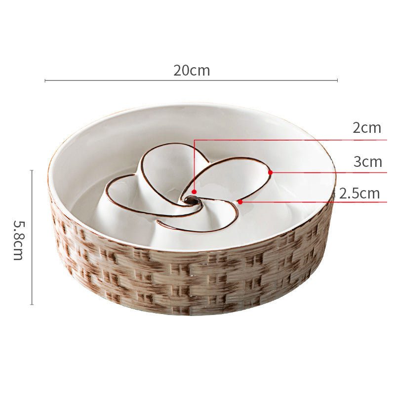 Round ceramic bowl with measurements on a white background