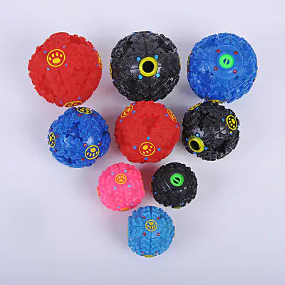 Colorful Squeaky Treat Dispensing Ball for Dogs