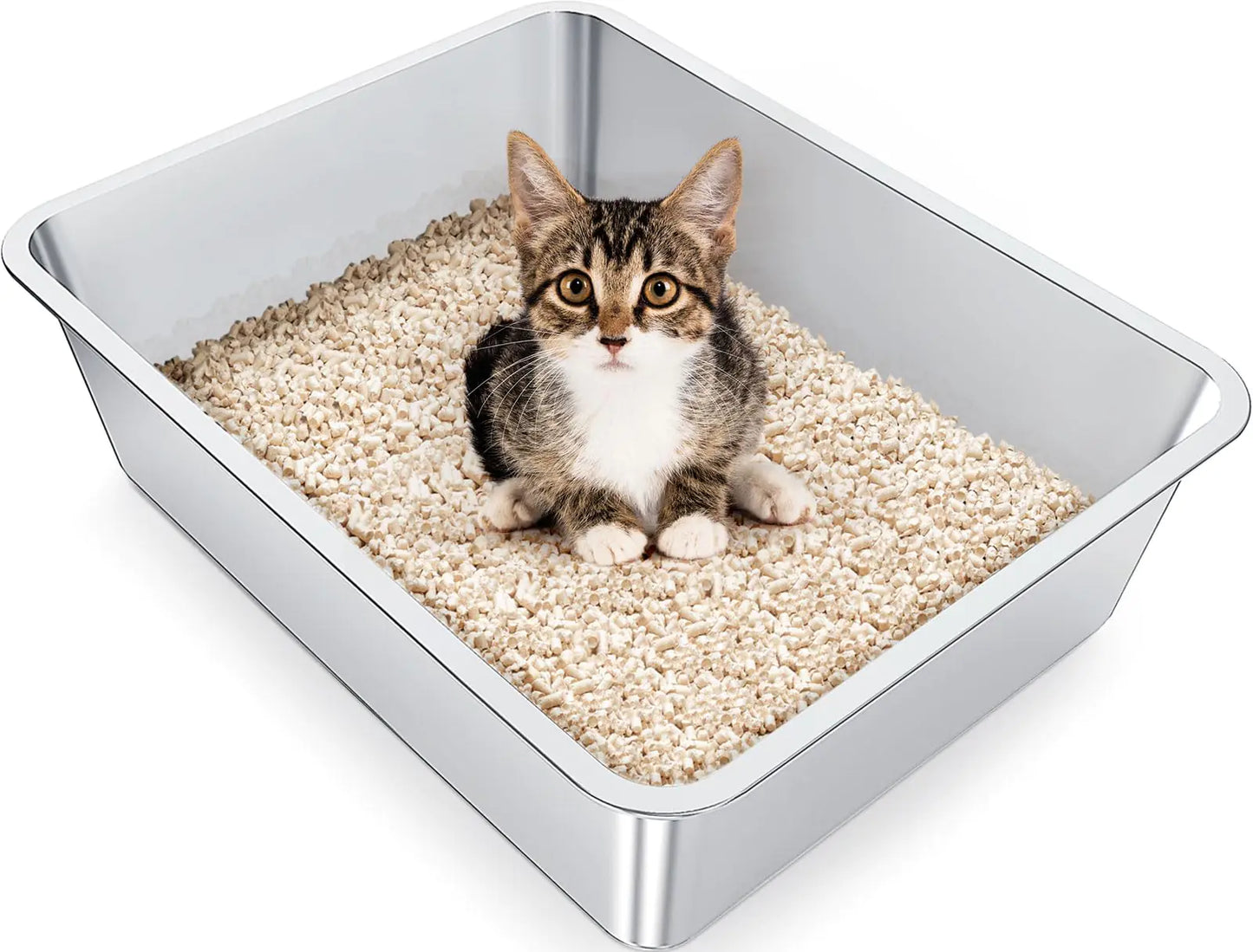 Stainless Steel cat Litter Box Easy to Clean odorless Non-Stick Metal cat Litter Box