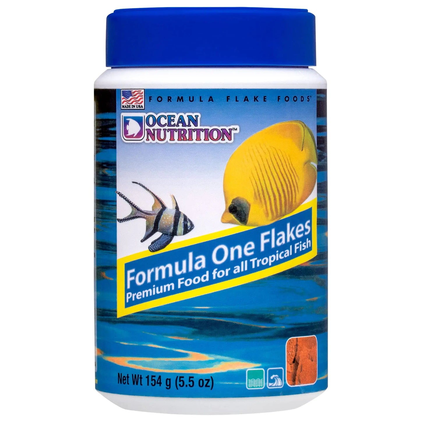 Ocean Nutrition Formula One Flake Fish Food - Natural Ingredient Fish Food Flakes for All Saltwater Tropical Fish - Supports Health & Coloration Does Not Cloud Water Made in USA 5.5 oz (154 g)