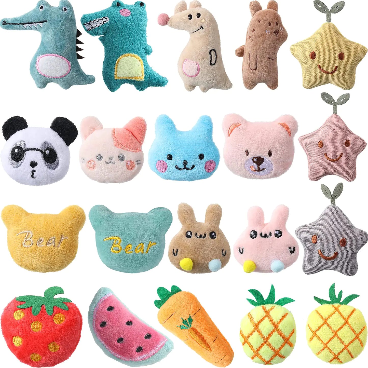 Gejoy 20 Pieces Catnip Toys for Indoor Cat Plush Cat Chew Toys Lovely Kitten Catnip Toys Cat Toys Kitten Entertaining Interactive Cat Toys for Cat Kitten (Lovely)