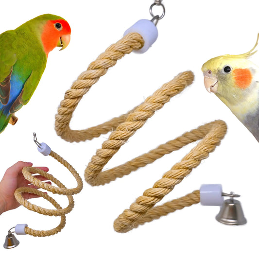 Bonka Bird Toys 1566 Small Swivel Boing Sisal Rope Perch Cockatiels Parakeets Lories and Similar Breed Sizes