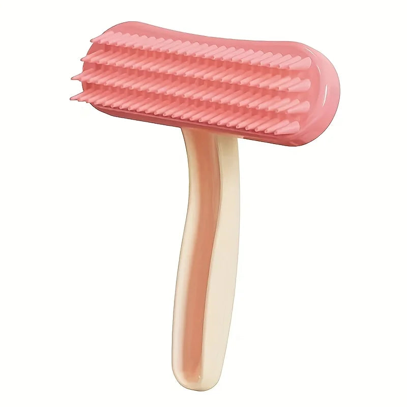 Silicone Pet Grooming Brush - Heart-Shaped Head, Soft Bristles for Gentle Detangling & Massage