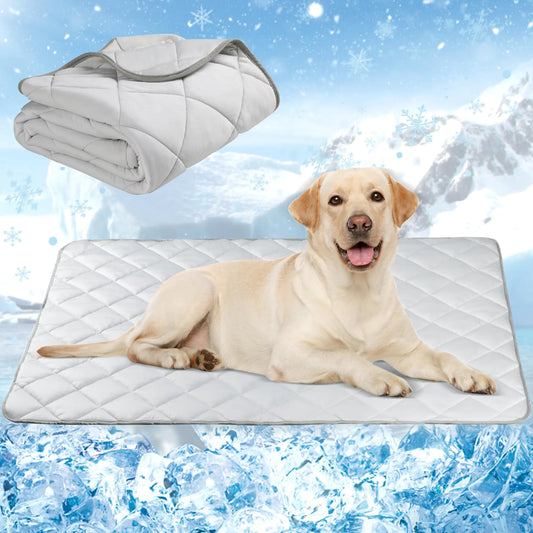 Dog Cooling Mat Washable Dogs Cats Pet Non-Toxic Cooling Pads Summer Sleeping Kennel Mats，Pet Self Cool Ice Blanket for Indoor & Outdoor Dog Beach Essentials Light Gray Large