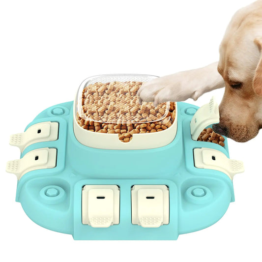 Tivray Dog Puzzle Toy 2 Levels Puzzle Feeder Dog Toy Slow Feeder Dog Bowls with 8 Holes for IQ Trainning Interactive Dog Toys Dog Enrichment Feeder for Smll Medium Large Breeds Dishwasher Safe