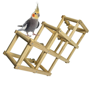 Shuoxpy Natural Wood Bird Perches Stand Bird Toys Playground Bird Toys Bird Cage Accessories Bird Play Gym Playpen for Parakeet Cockatiel (Brown L)