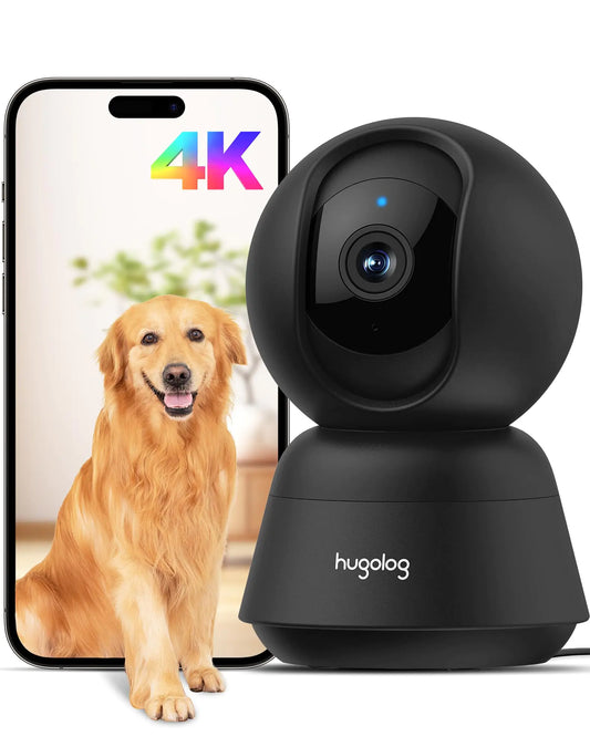 Hugolog 4K 8MP Indoor Pan/Tilt Security Camera with Auto-FocusIdeal for Baby Monitor/Pet Camera/Home SecurityStarlight Color Night VisionHuman/Pet AITwo-Way AudioUS CloudCompatible with Alexa
