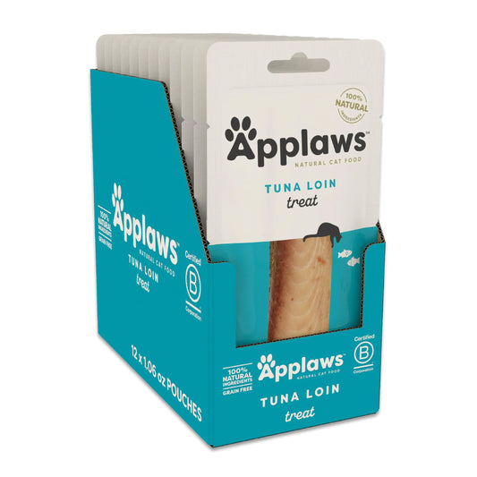 Applaws Natural Cat Treats Grain-Free Single Ingredient Cat Treats Whole Protein Fillet Cat Treats Healthy Cat Snacks No Artificials (12 x 1.06oz Whole Tuna Loin)