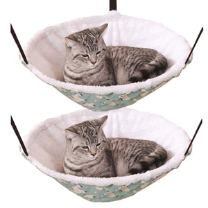 SHENGOCASE 2-Pack Cat Hammock Lounge Cat Hanging Bed for Cage Kennel Chair with Metal Frame Adjustable Straps (Cyan)