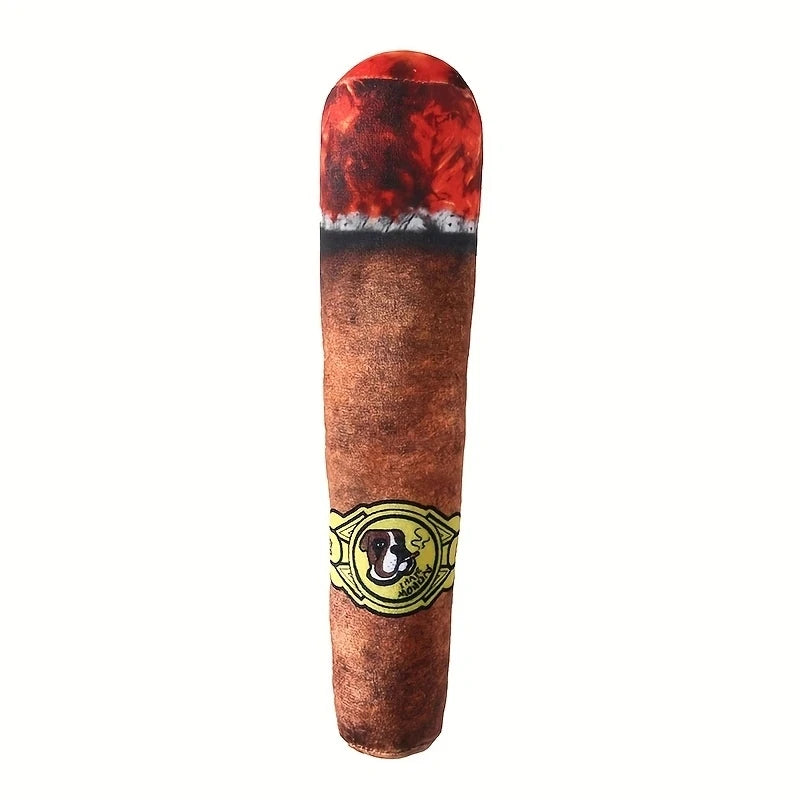 Cigar-Shaped Plush Chew Toy for Dogs - Fleece Novelty Toy to Relieve Boredom