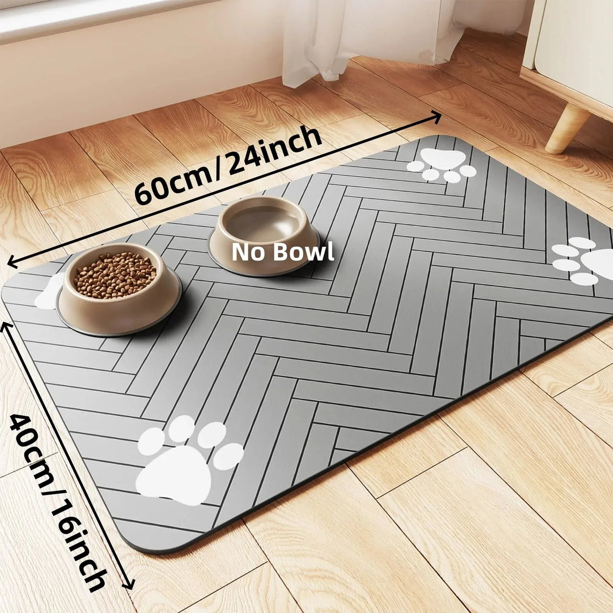 Absorbent Pet Feeding Mat - Quick-Dry Rubber-Backed Placemat for Dog & Cat Food and Water Bowls