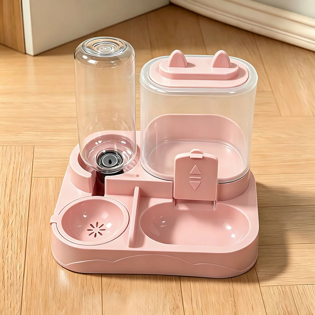2-in-1 Large Pet Feeder & Water Dispenser - Dry Wet Separation, Transparent, No Battery, for Cats & Dogs