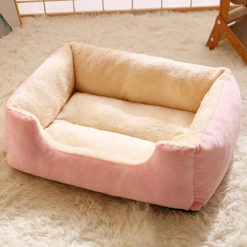 Plush Cat & Dog Bed - Soft Breathable Cushion Basket Bed, 5 Sizes from 45x30cm to 80x60cm