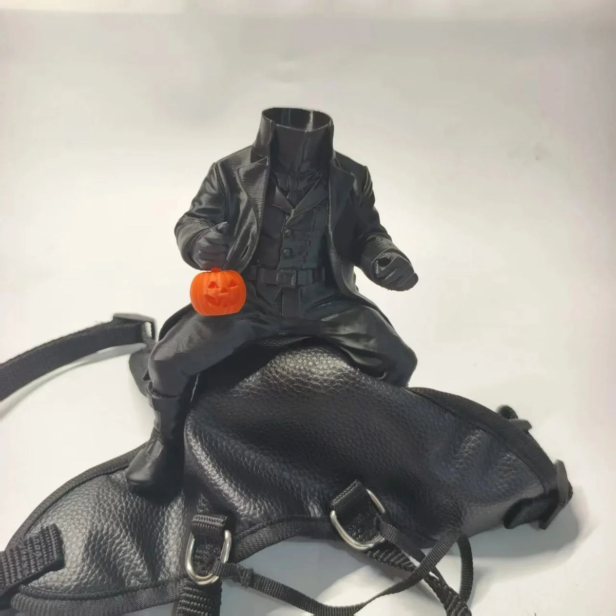 Halloween Headless Horseman Pet Costume - Pumpkin Doll Cloak Outfit for Small Cats & Dogs