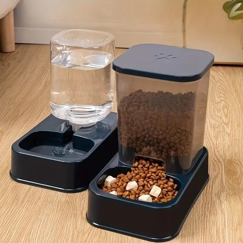 Battery-Free Automatic Pet Feeder Bowl with Water Dispenser - Portion Control for Cats & Dogs