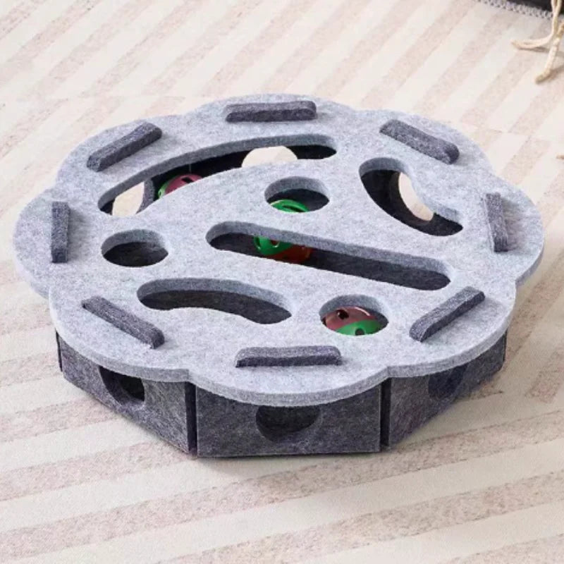 Cat Puzzle Maze Toy - Felt Box with Holes, Bell and Ball for Kittens, 7 Styles