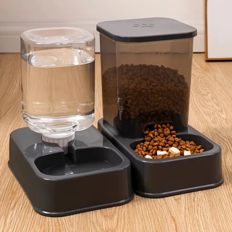 Battery-Free Automatic Pet Feeder Bowl with Water Dispenser - Portion Control for Cats & Dogs