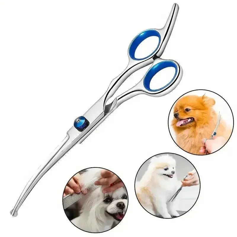 Pet Grooming Kit with Trimming Scissors - Stainless Steel Scissors and Shower Brush Set for Dogs & Cats