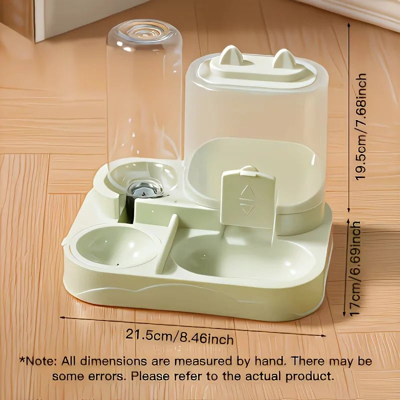 2-in-1 Large Pet Feeder & Water Dispenser - Dry Wet Separation, Transparent, No Battery, for Cats & Dogs