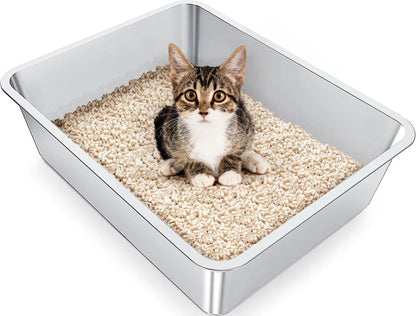 Stainless Steel cat Litter Box Easy to Clean odorless Non-Stick Metal cat Litter Box