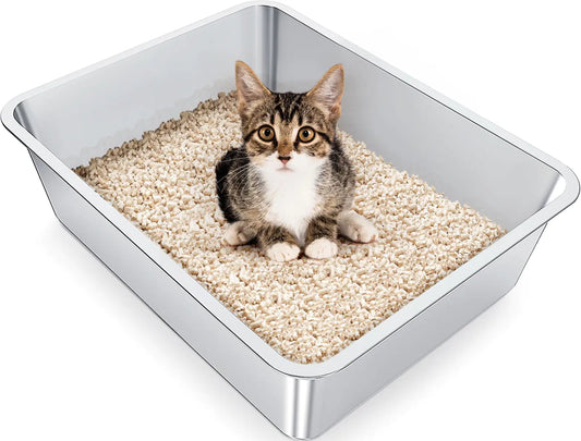 Stainless Steel cat Litter Box Easy to Clean odorless Non-Stick Metal cat Litter Box