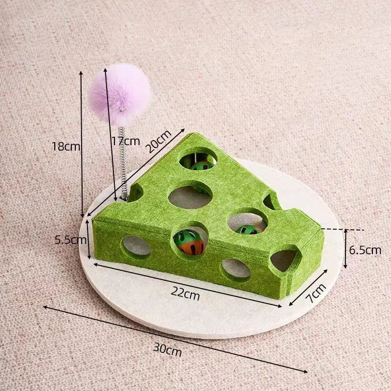 Cat Puzzle Maze Toy - Felt Box with Holes, Bell and Ball for Kittens, 7 Styles