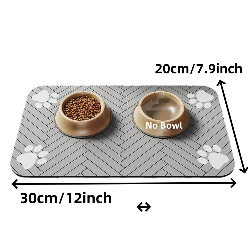 Absorbent Pet Feeding Mat - Quick-Dry Rubber-Backed Placemat for Dog & Cat Food and Water Bowls