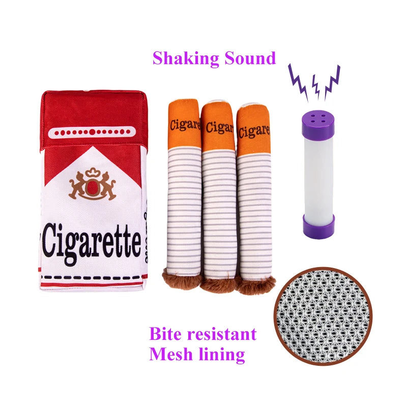 Novelty Plush Squeaky Dog Toy - Cigar Design, 20 x 11 cm with Pinch or Shaking Sound