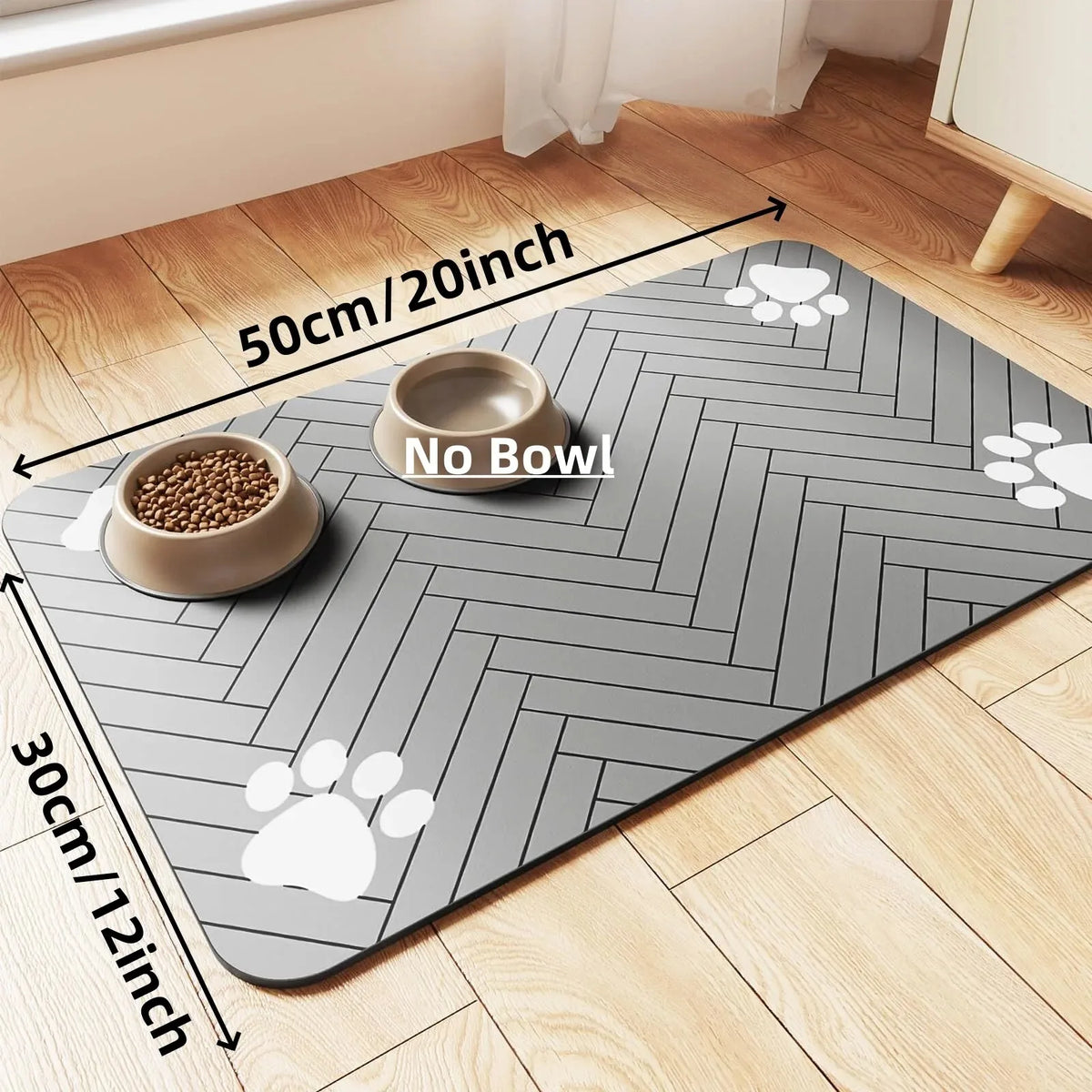 Absorbent Pet Feeding Mat - Quick-Dry Rubber-Backed Placemat for Dog & Cat Food and Water Bowls