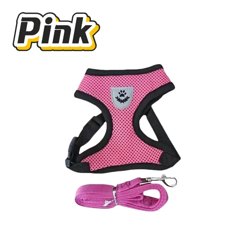 Cat Harness Vest with Leash - Adjustable Mesh Harness for Cats, Puppies & Small Dogs, 1.5-6 kg