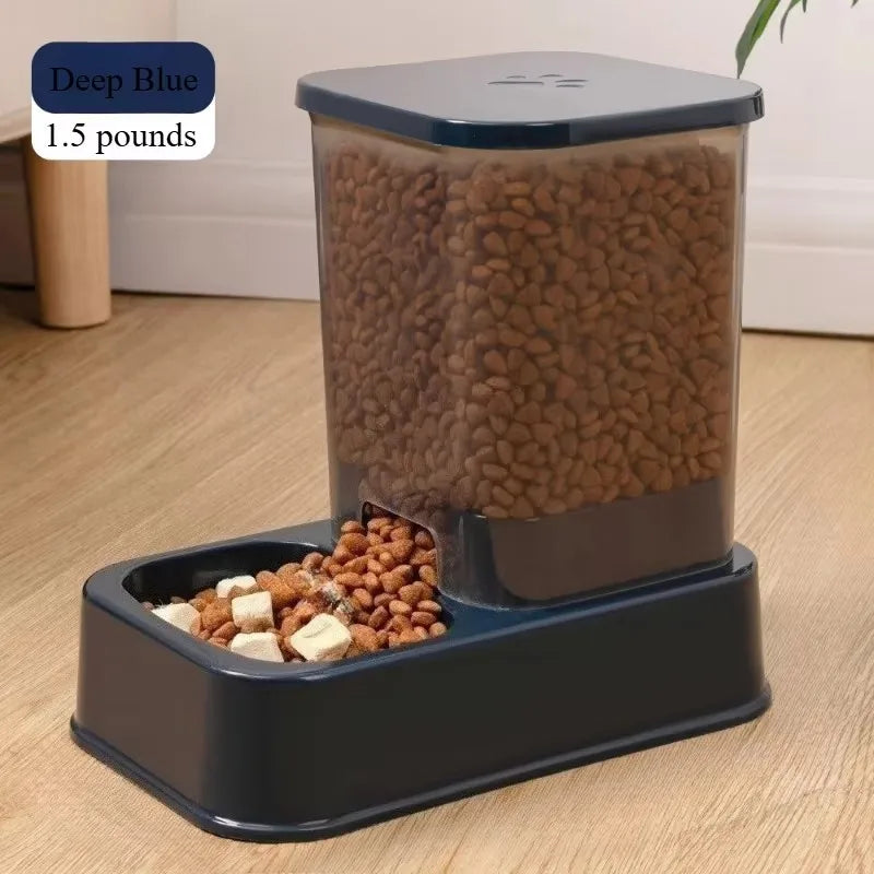 Battery-Free Automatic Pet Feeder Bowl with Water Dispenser - Portion Control for Cats & Dogs