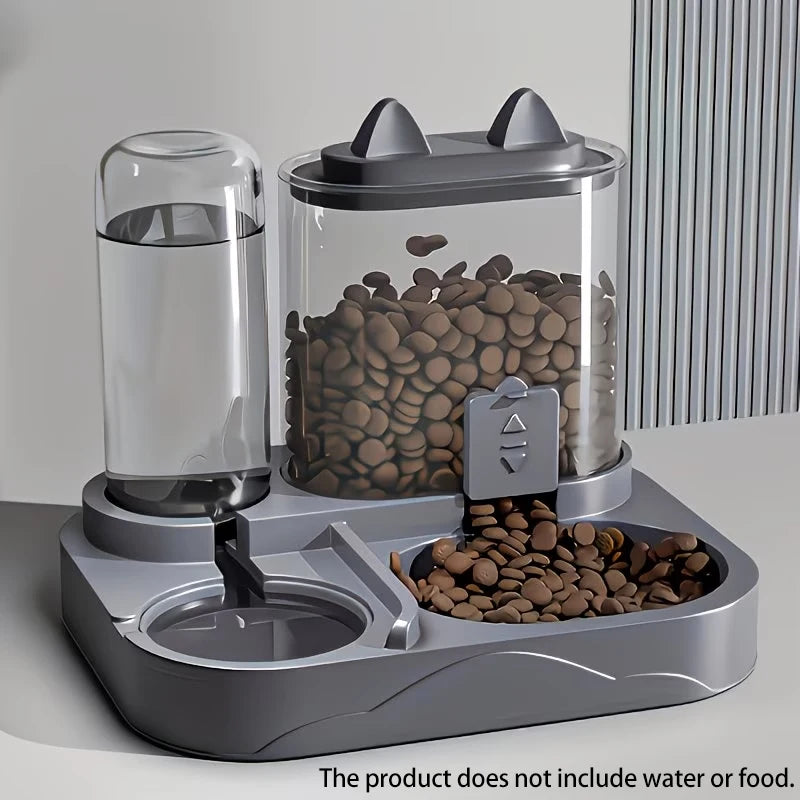 2-in-1 Large Pet Feeder & Water Dispenser - Dry Wet Separation, Transparent, No Battery, for Cats & Dogs