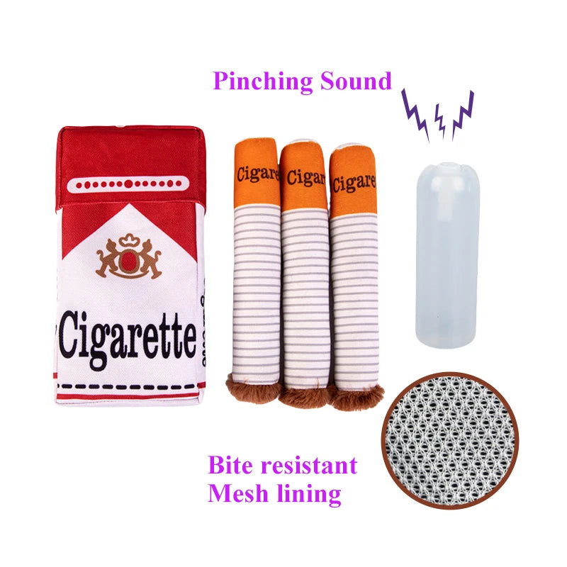 Novelty Plush Squeaky Dog Toy - Cigar Design, 20 x 11 cm with Pinch or Shaking Sound