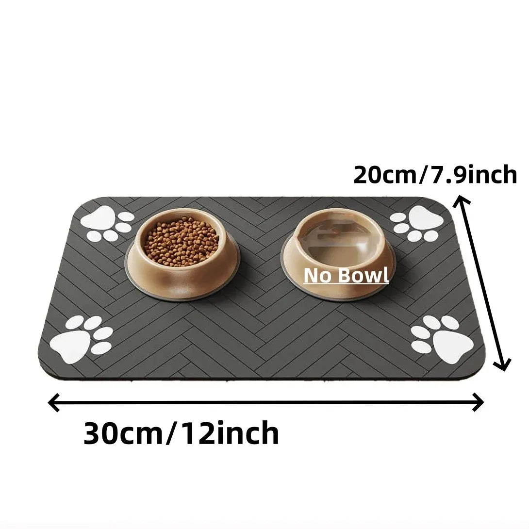 Absorbent Pet Feeding Mat - Quick-Dry Rubber-Backed Placemat for Dog & Cat Food and Water Bowls