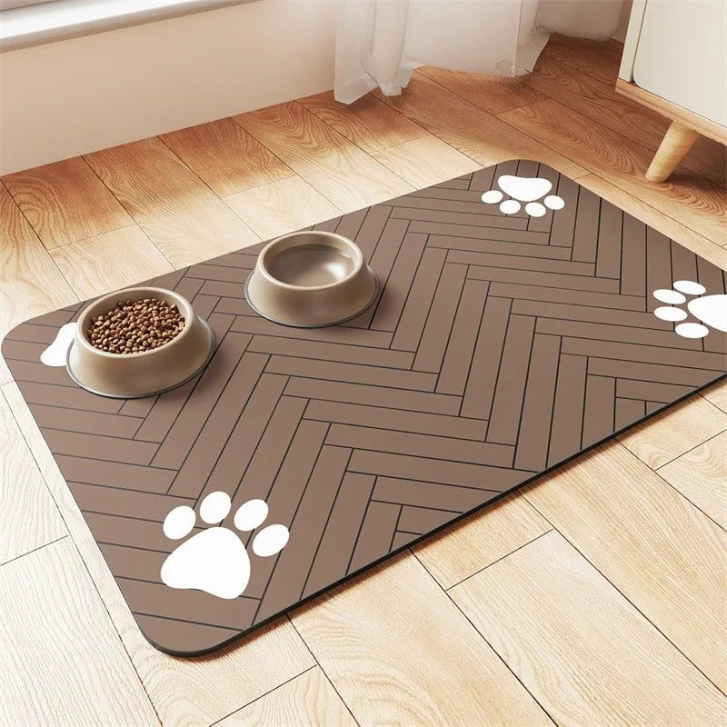 Absorbent Pet Feeding Mat with Waterproof Rubber Backing - Quick-Dry Placemat for Dog & Cat Bowls