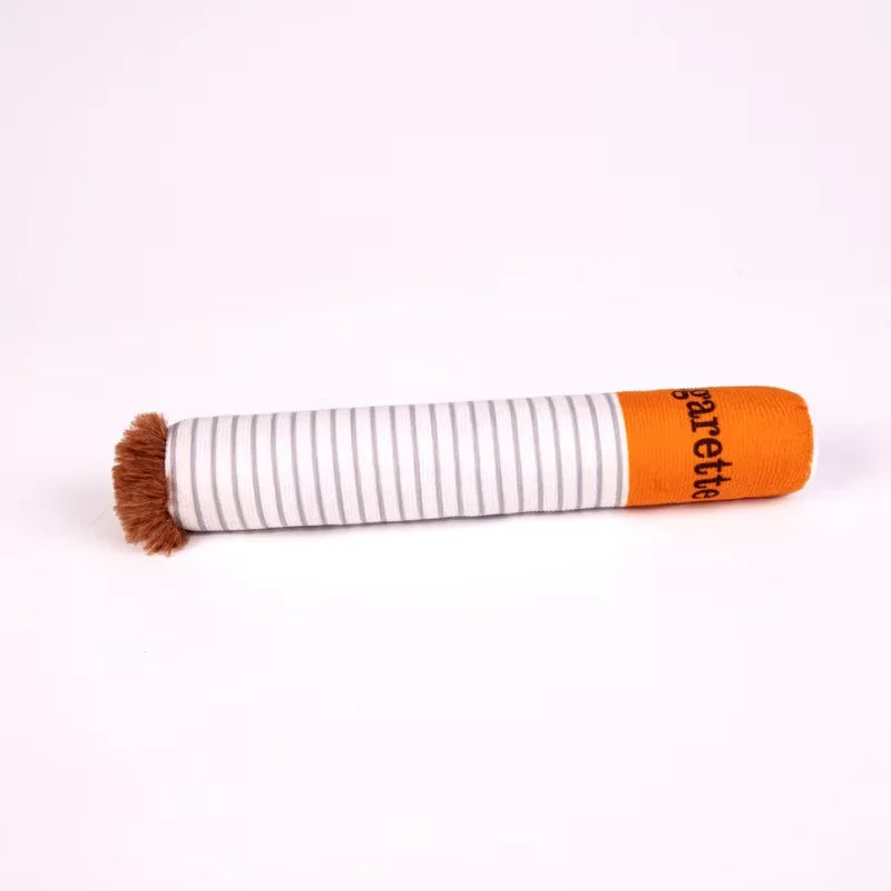 Novelty Plush Squeaky Dog Toy - Cigar Design, 20 x 11 cm with Pinch or Shaking Sound