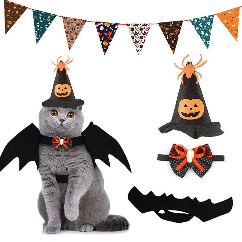 Halloween Cat & Dog Costume Set - Funny Cosplay Dress-Up Outfit for Kittens, 8 Styles