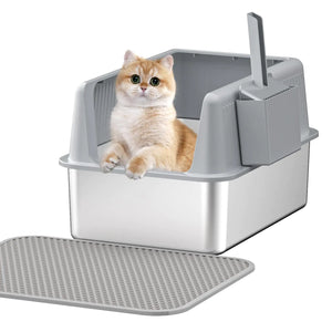 Stainless Steel Cat Litter Box with Lid (Grey 4)