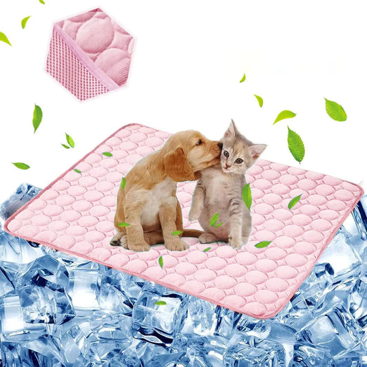 aingycy Dog Cooling Mat Pet Cooling Pads Dogs & Cats Pet Cooling Blanket for Outdoor Car Seats Beds (Pink 22IN*28IN)