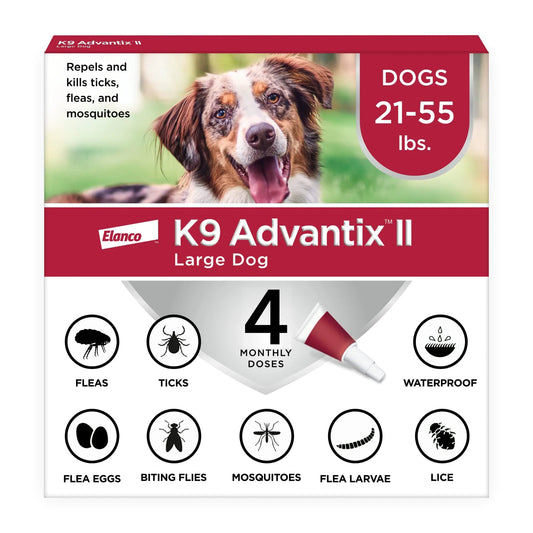 K9 Advantix II Large Dog Vet-Recommended Flea Tick & Mosquito Treatment & Prevention | Dogs 21 - 55 lbs. | 4-Mo Supply