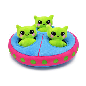 HugSmart Pet – Space Paws UFO | Squeaky Hide and Seek Plush Dog Toys | Cute Interactive Plush Puzzle Toys for Small Medium Dogs