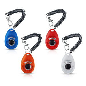 yuntop 4 Pieces Pet Training Clicker with Wrist Strap and Dog Training Treat Pouch Pet Training Clicker for Training Puppy Cats Birds Dog Clicker Training Kit Behavioral（White Red Orange Blue）