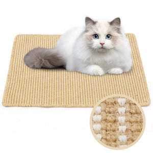Cat Scratch Pad for Indoor Cats Sisal Cat Scratching Mat Cat Carpet ProtectorNatural Sisal Cat Scratch Blanket with Tapes Cat Floor Corner Scratching Pad (S /11.8 X 15.7 inch)