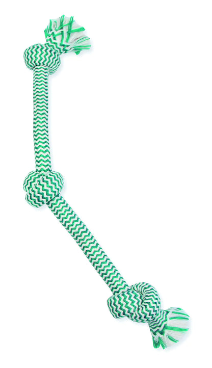 Mammoth Flossy Chews Extra Fresh 3 Knot Tug – Premium Cotton-Poly Yarn with Dental Floss Tug Toy for Dogs – Interactive Dog Rope Toy – Tug Dog Chew Toy for Large Dogs - Large 25”