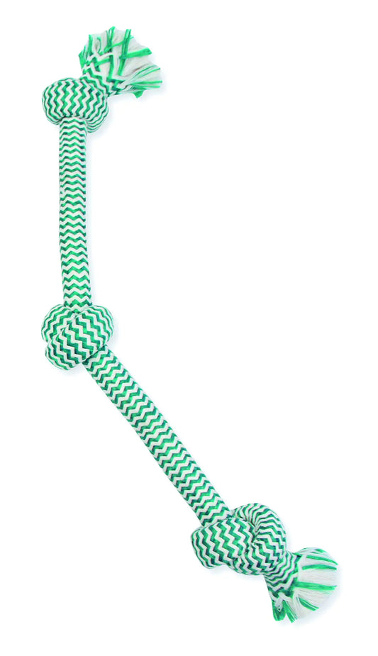 Mammoth Flossy Chews Extra Fresh 3 Knot Tug – Premium Cotton-Poly Yarn with Dental Floss Tug Toy for Dogs – Interactive Dog Rope Toy – Tug Dog Chew Toy for Large Dogs - Large 25”